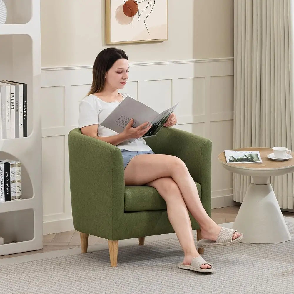 Accent Barrel Chairs Set of 2, Modern Comfy Living Room Chairs with Armrest Small Reading Chair with Cozy Soft Padded for Bedroo