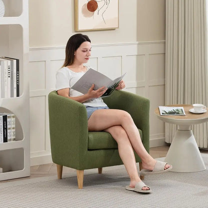 Accent Barrel Chairs Set of 2, Modern Comfy Living Room Chairs with Armrest Small Reading Chair with Cozy Soft Padded for Bedroo