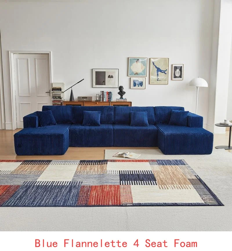 Reversible U-Shaped Flannel Sectional Sofa, Spacious & Comfortable with Plush Cushions, Ideal for Modern Living Rooms