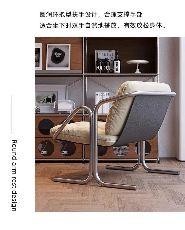 Wabi Sabi Bauhaus Lounge Chair Stainless Steel Frame Designer Minimalist Daybed for Living Room and Patio Relaxation