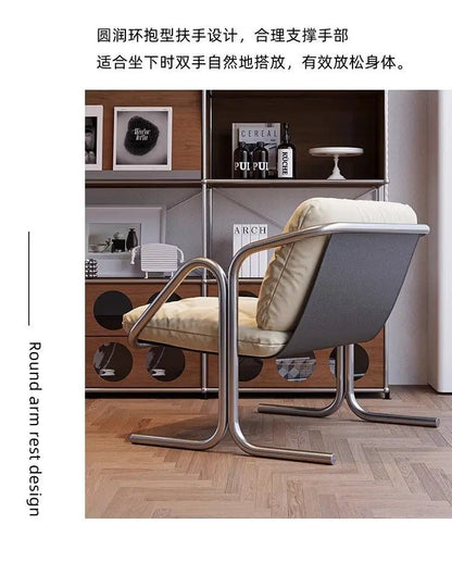 Wabi Sabi Bauhaus Lounge Chair Stainless Steel Frame Designer Minimalist Daybed for Living Room and Patio Relaxation