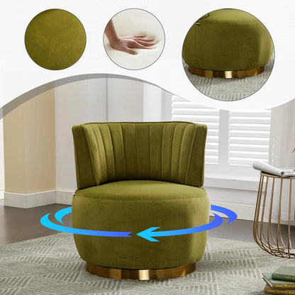 Modern Velvet Swivel Barrel Chair, 360 Degree Plush Upholstered Round Armchair with Wide Seat, Cozy Lounge Chair, Customized