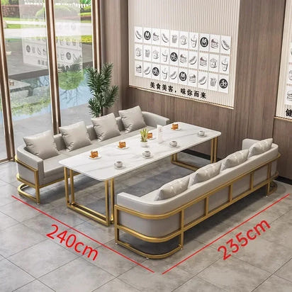 Linlamim Fabric Sofa Set Furniture Living Room Sofa Set with Desk and Stools / Big U Shape Cloth Couch Sofas for Home Furniture