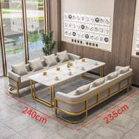 Linlamim Fabric Sofa Set Furniture Living Room Sofa Set with Desk and Stools / Big U Shape Cloth Couch Sofas for Home Furniture