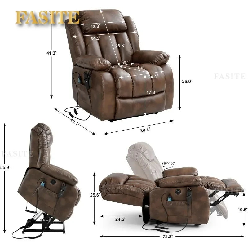 Infinite Position Power Lift Chair Lay Flat Recliner Dual Motor Sleeper Chair With Massage And Heating For Elderly Controllable