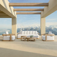 -High-End Garden Sofa Set Luxury Yacht Solid Wood Sofa Hotel Patio Outdoor Furniture Design Villa Backyard Teak Sofa
