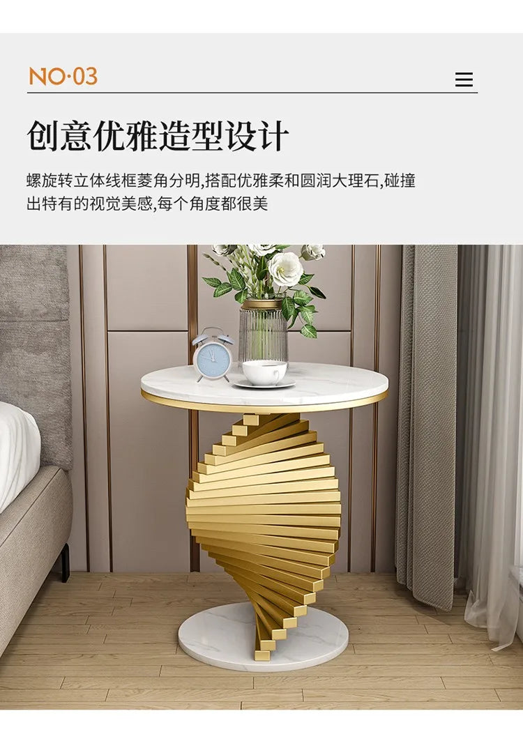 Italian Mild Luxury Marble Side Table Living Room Sofa Corner Table Furniture
