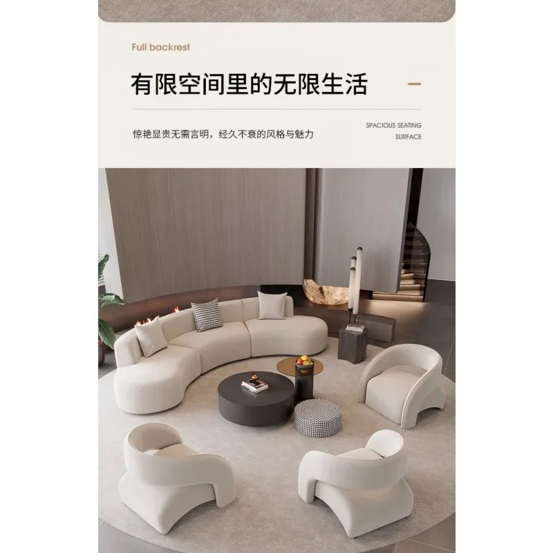 Beauty salon clubhouse lounge area curved sofa coffee table combination