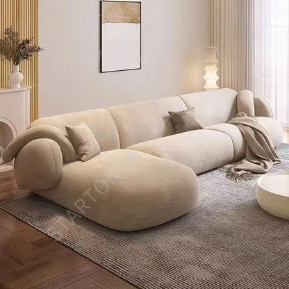 High End Villa Furniture Set Italian Light Luxury Velvet L Shape Corner Sofa Elegant Design Living Room Sofa Set for Wholesale