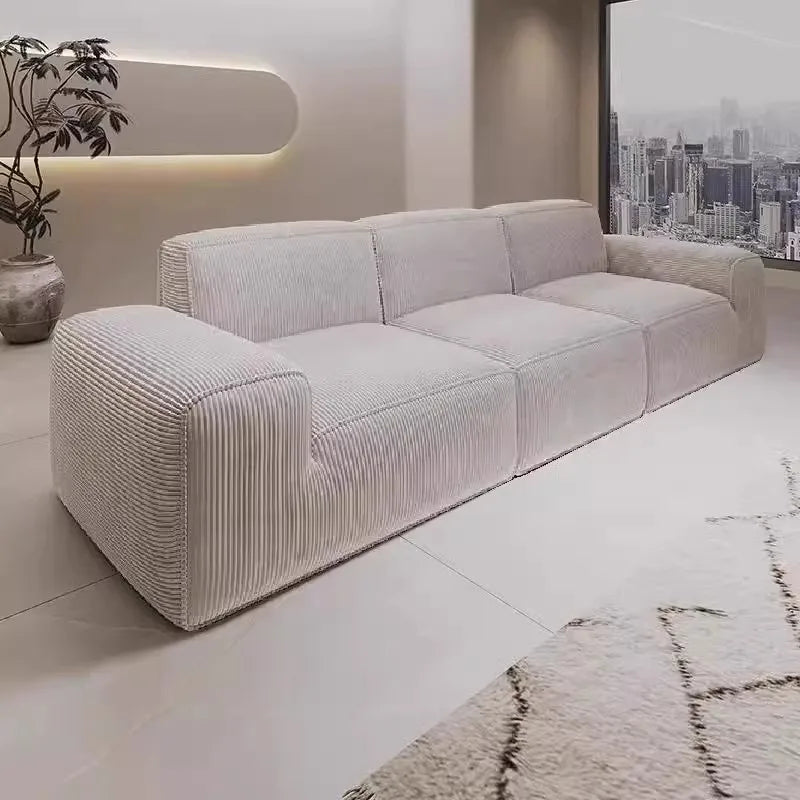 Simple Style Vacuum Compression Living Room Sofa Light Luxury Furniture Corduroy Sponge Filling Multi-Person Sofa Customization