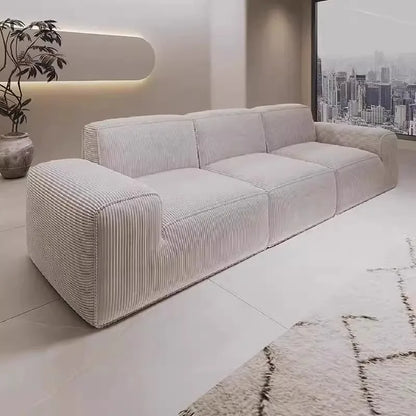 Simple Style Vacuum Compression Living Room Sofa Light Luxury Furniture Corduroy Sponge Filling Multi-Person Sofa Customization