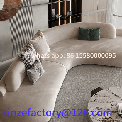Customizable Italian Minimalist Arc Sofa - Modern Luxury Designer Fabric Sectional for Model Homes