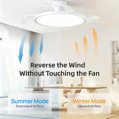 Jelena Ceiling Fan Fan with Light Bedroom Living Room Home Decoration Ceiling Fan Lamp Remote Control 6 Speed Silent Ceiling Fan