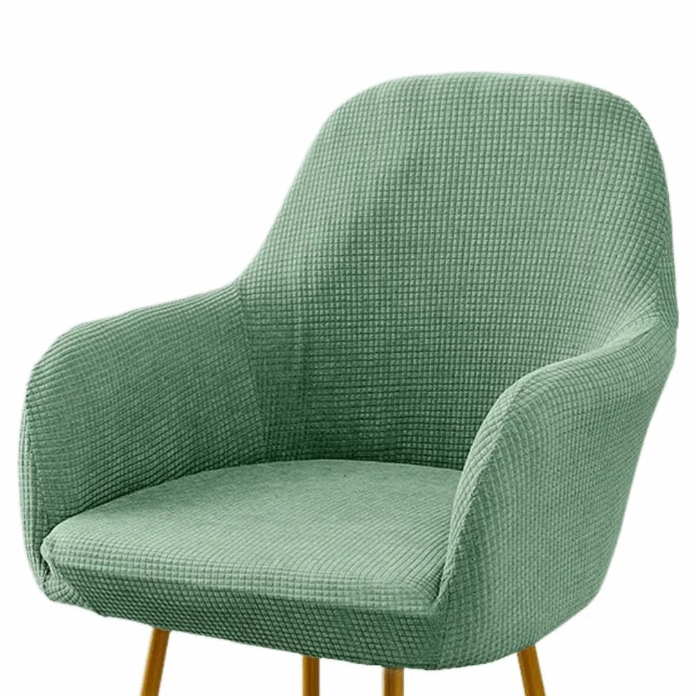Simple Elastic Curved Chair Cover Plaid All-wrap Solid Color Seat Protection Dust Proof Flannel Wear for Chairs Family Dinner
