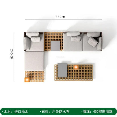 Nordic Solid Wood Sofa Chair Leisure Patio Living Room Furniture Villa Luxury Sofa Combination Garden Furniture Sets Rattan