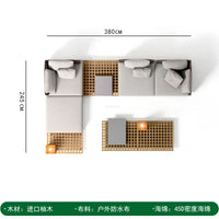 Nordic Solid Wood Sofa Chair Leisure Patio Living Room Furniture Villa Luxury Sofa Combination Garden Furniture Sets Rattan