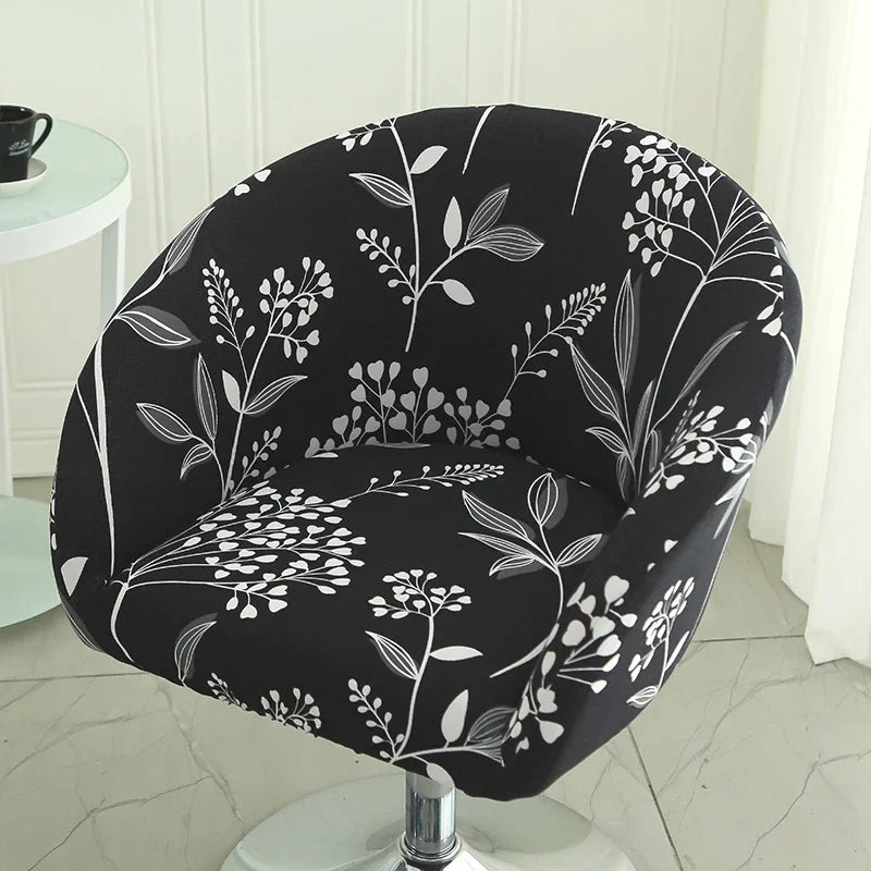 Universal Curved Chair Cover Short Back Printed Arc Armchair Covers Dining Chair Covers Home Spandex Elastic Dustproof Cover