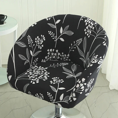 Universal Curved Chair Cover Short Back Printed Arc Armchair Covers Dining Chair Covers Home Spandex Elastic Dustproof Cover