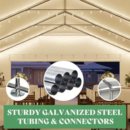 20x40 FT All-Weather Outdoor Canopy Tent with Full Sidewalls Roll-Up Doors PVC Windows and Reinforced Steel Frame Waterproof UV-
