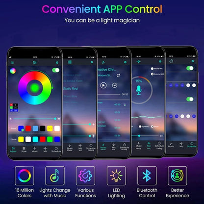 RGB LED Strip Lights USB Music Sync APP Control