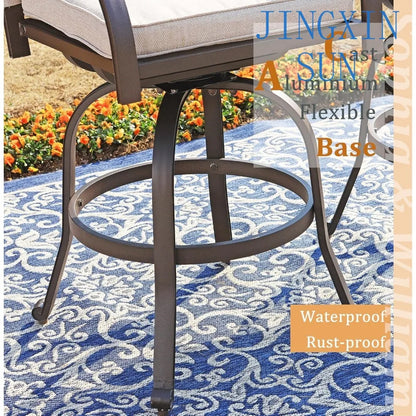 Sophia & William Cast Aluminum Patio Bar Chairs Set of 2, Bar Height Swivel Outdoor Bar Stools Chairs, Counter Height Outdoor Ba