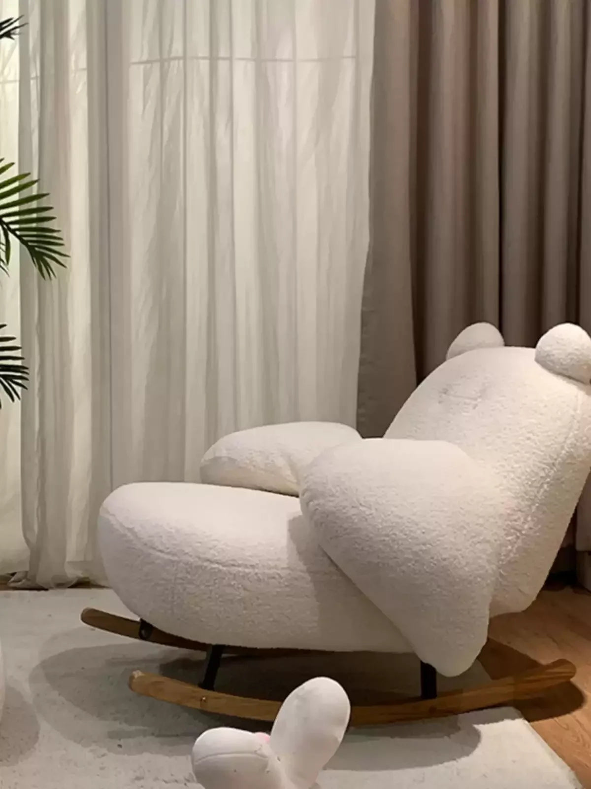Big white Internet celebrity rocking chair lazy sofa single rocking cream living room lazy chair simple balcony bedroom