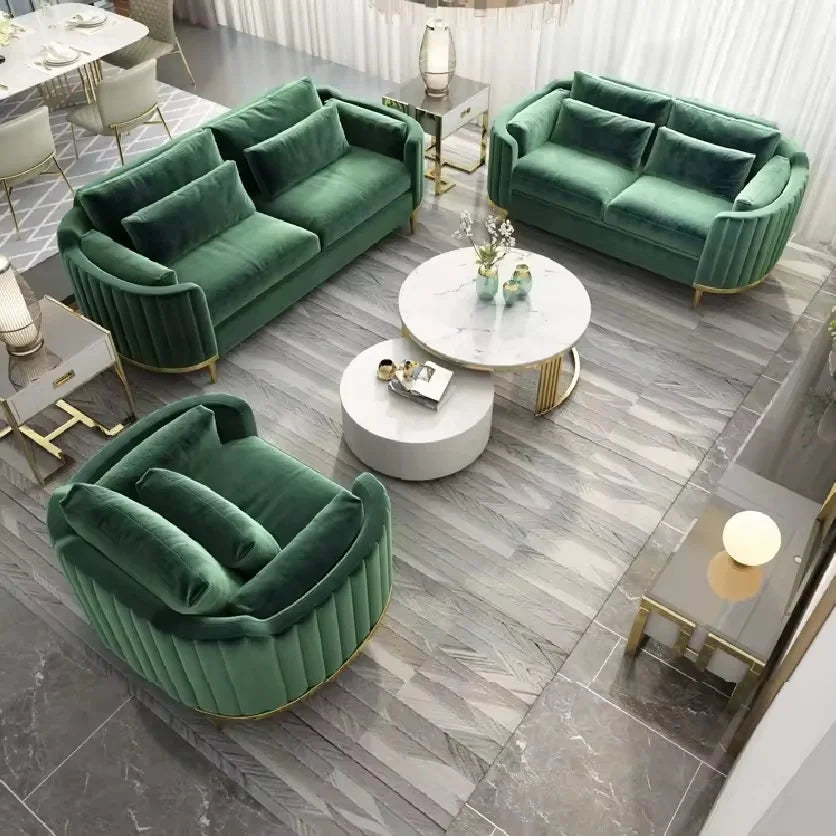 Modern 3-Seater  Sofa Set Simple & Stylish Removable & Washable Velvet Cushions for Small Living Spaces for Apartments