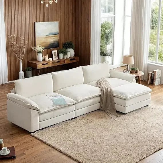 Deep Convertible Sectional Sofa,  L-Shape 3-Seat Couches for Living Room