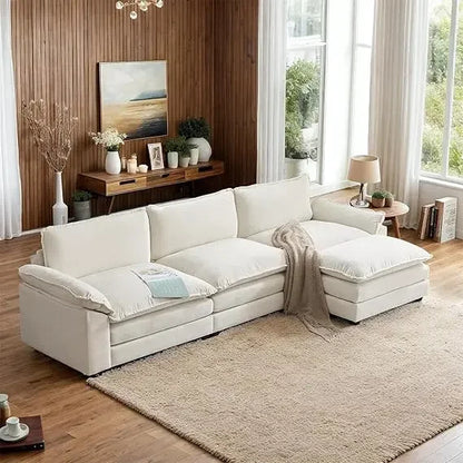 Deep Convertible Sectional Sofa,  L-Shape 3-Seat Couches for Living Room