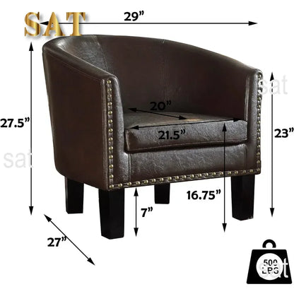 -Living Room Chairs Relaxing Chair Chaise Longisers Dark Brown Faux Leather Upholstery Chairs Club Style Armchairs Furniture Hom