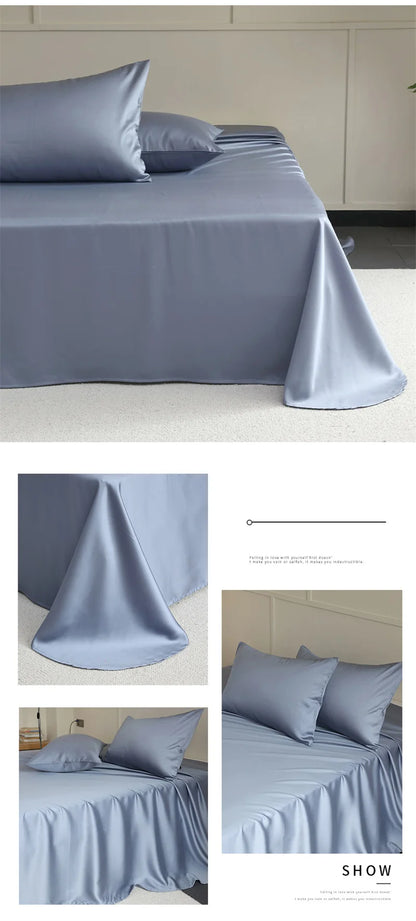 1PC Mulberry Silk Flat Sheet Luxury Smooth Bed Sheets Top Sheet Single Double King Queen Size Couple Bed Linen Soft Bedspreads