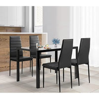 Dining Room Table Set for 4 Dining Table Set with Tempered Glass Table Top and 4 Faux Leather Chairs for Small Spaces Kitchen