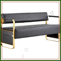 Luxury Waiting Room Chairs with Gold Arms, 57.5" Office Guest Bench Seating for Salon Bank Airport Conference