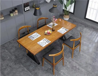 Modern Simple Iron Solid Wood Dining Table