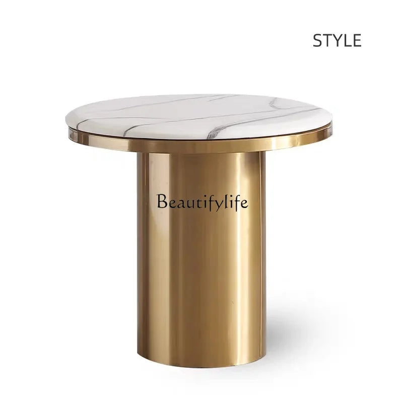 *Modern simple light luxury marble coffee table combination Nordic round small coffee table