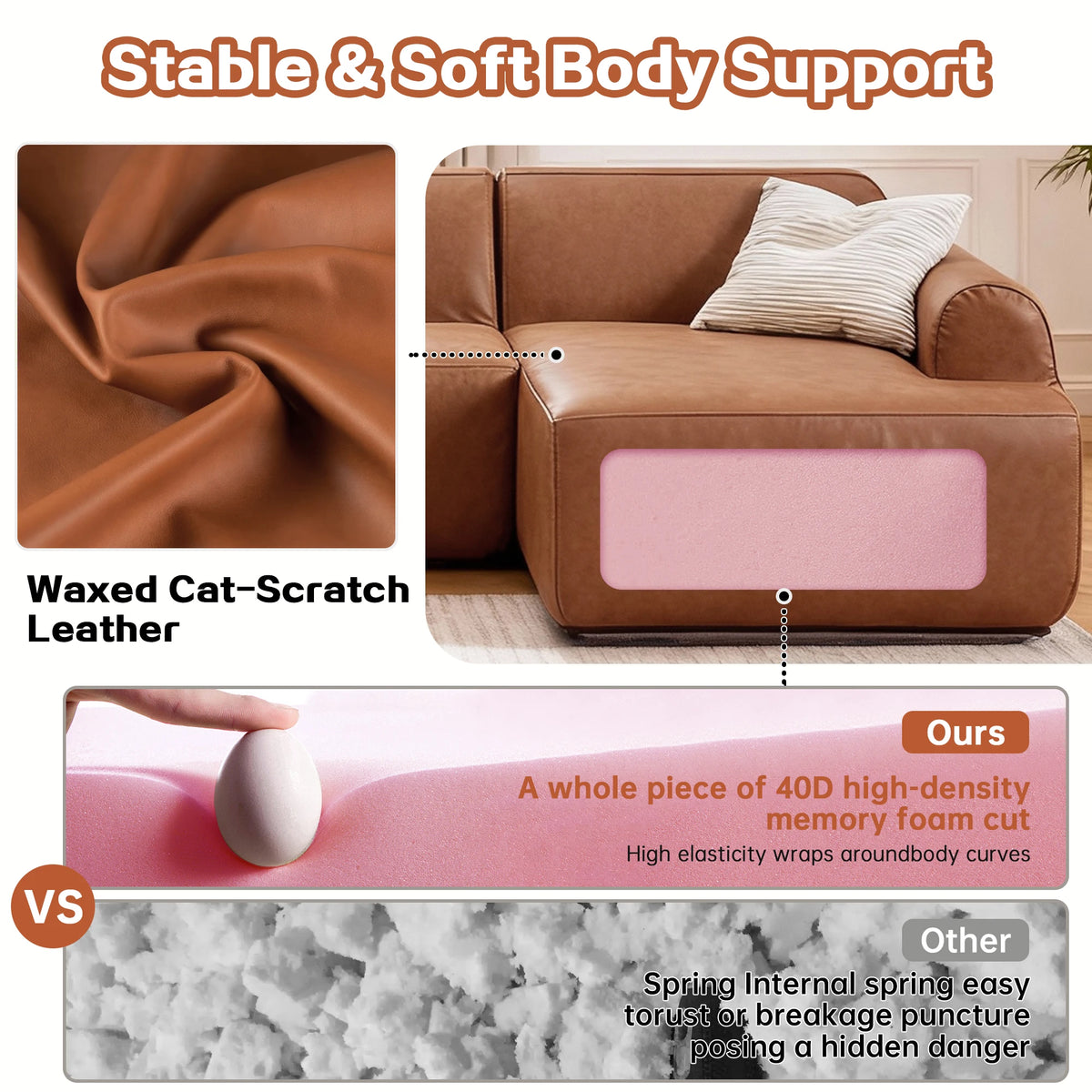 L-shaped oversized modular leather segmented sofa, leather deep seat modular corduroy sofa, suitable for families and big spaces