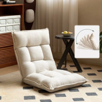 Folding Lounge Chair Cream Lazy Recliner Padded Backrest Compact Foldable Chair for Bedroom Balcony Living Room Furniture