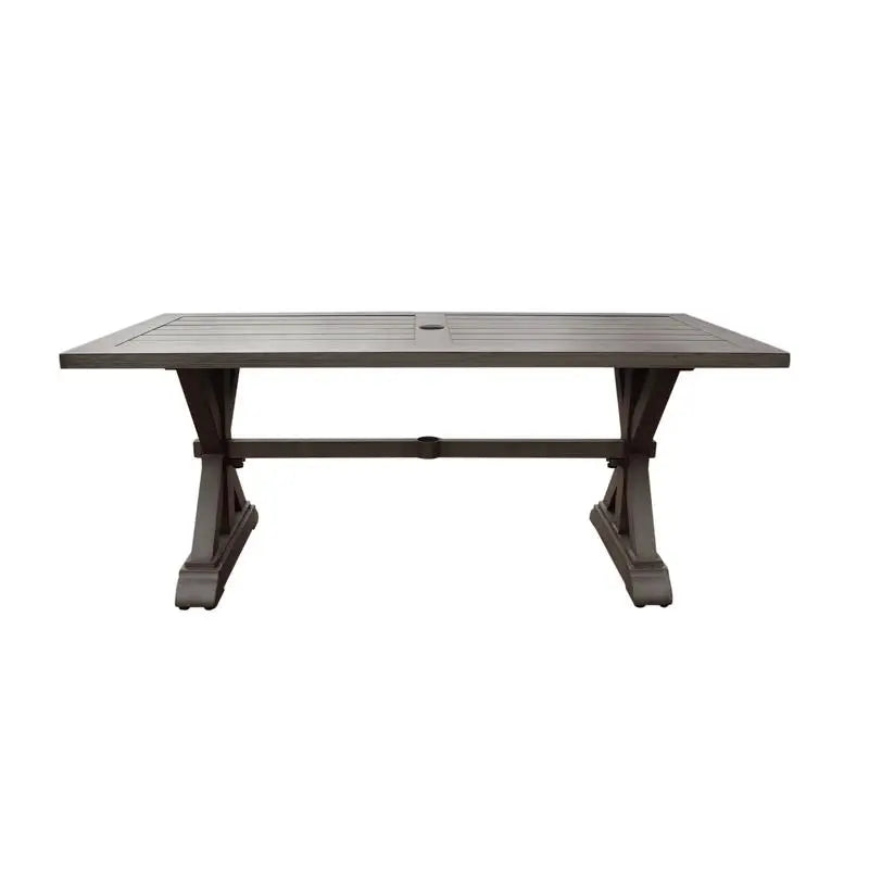 Modern Aluminum Dining Table, Dark Gray Outdoor Furniture, Sleek Design for Patio and Garden, Weather-Resistant, Ideal for