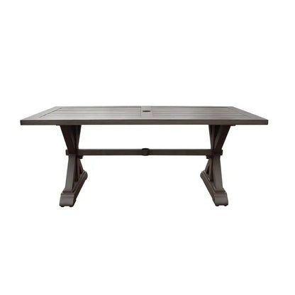 Modern Aluminum Dining Table, Dark Gray Outdoor Furniture, Sleek Design for Patio and Garden, Weather-Resistant, Ideal for