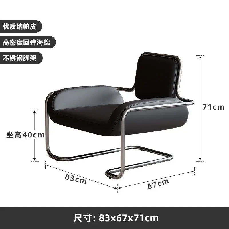 Nordic Single Chair Vintage Stainless Steel Irregular Convex Chair Light Luxury Living Room Reception Leisure Chair Single