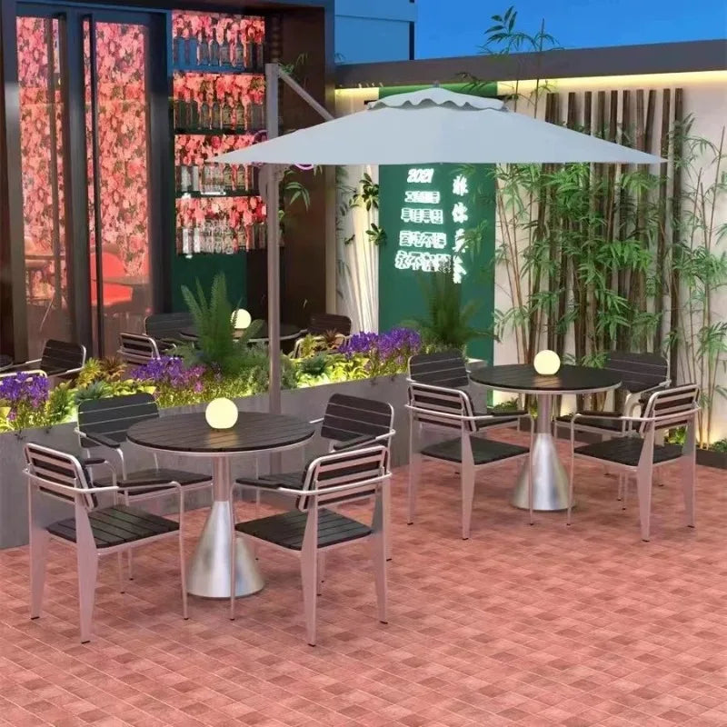 Leisure Sun-Proof Outdoor Bistro Set Small Round Table for Restaurant Music Bar and Patio Lounge Dining