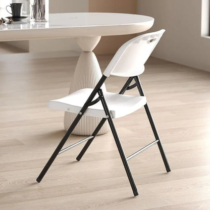 6-Pack Heavy-Duty Plastic Folding Chairs with Reinforced Steel for Indoor/Outdoor Use - White