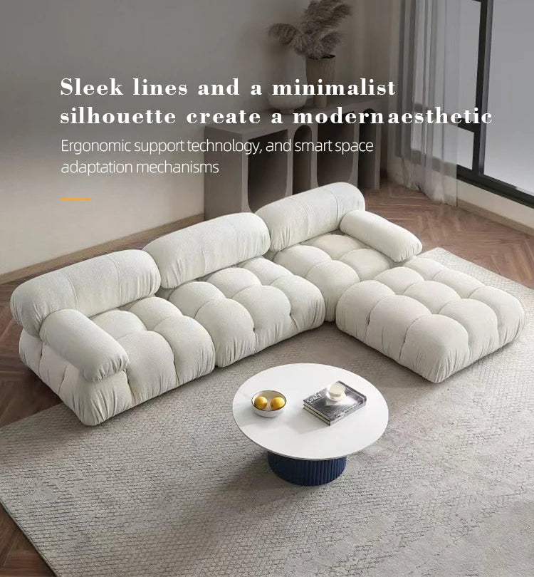 L Shaped Modular Sectional Sofas,Velvet Vacuum Modern Compressed Sofa,Luxury Corner Couch Living Room Sofa Set Furniture