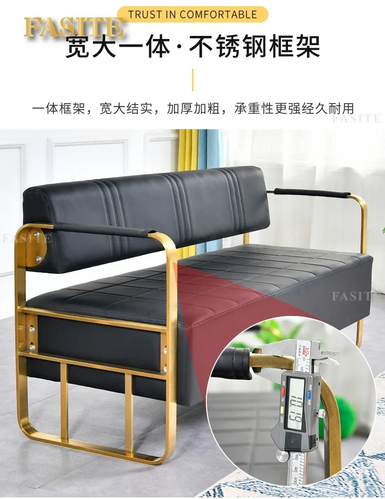 Same light luxury lounge chair, hair salon, nail salon, light luxury stainless steel sofa , lounge area