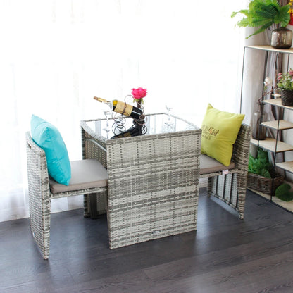 Rattan chair three-piece coffee table combination courtyard terrace outdoor small