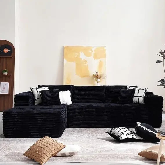 Stylish 104" cloud sectional couch with comfy chaise, boneless l shape sofa with deep seat, minimalist modular couches sleeper f