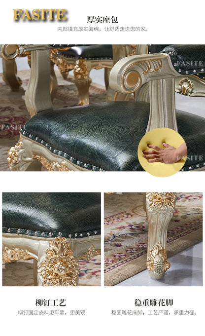 Nordic European solid wood dining table and chair combination household luxury American champagne gold dining table rectangular
