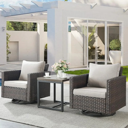 Rattan Wicker 3-Piece Outdoor Patio Set with Sofa, Coffee Table, and Cushions for Garden, Balcony, or Poolside