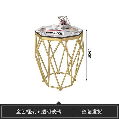 Nordic Light Luxury Tempered Glass Coffee Tables Small Apartment Sofa Side Table Simple Iron Corner Table Living Room Furniture