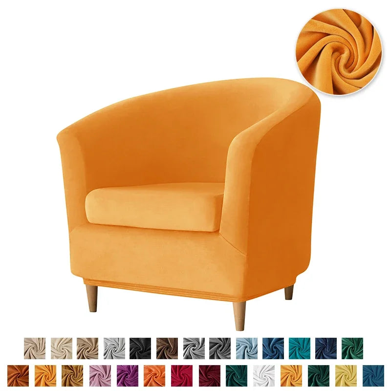 Velvet Tub Cover Chair Jacquard Single Seat Sofa Slipcover 1 Seate Living Room  Furniture Couch Washable Club Armchair Cover